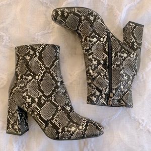 Snakeskin booties